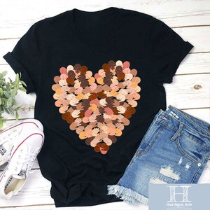 Different Races Skin Colors Hands Unisex T-Shirt, Black Lives Matter Shirt, Colors Hand Heart Shirt, Equality Shirt, Diversity Shirt