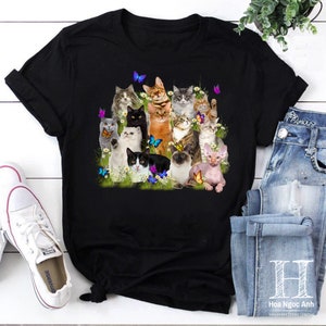 Cats And Butterflies for Cat Lover Vintage T-Shirt, Cat Lover Shirt, For Cat Lover Shirt, Cat And Butterflies Shirt, Gift For Cat Lover