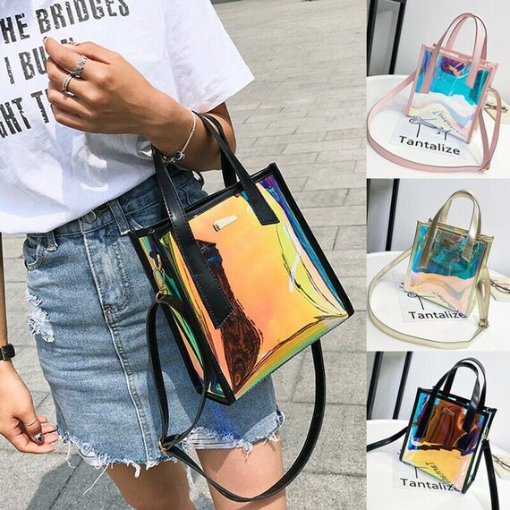 Inner Bag Fashion Women Hologram Clear Bags Tote Transparent Messenger Handbag 