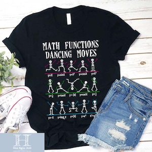 Funciones matemáticas Dancing Moves Teacher Camiseta unisex, Regalo de profesor de matemáticas, Camisa de Halloween, Camisa de matemáticas de Halloween, Camisa de esqueleto bailando