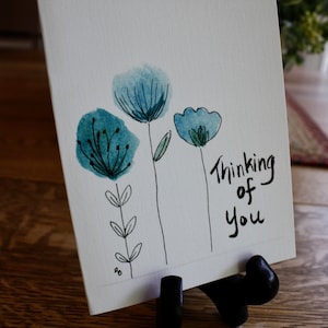 Fleur aquarelle faite à la main pensant à vous Carte de vœux