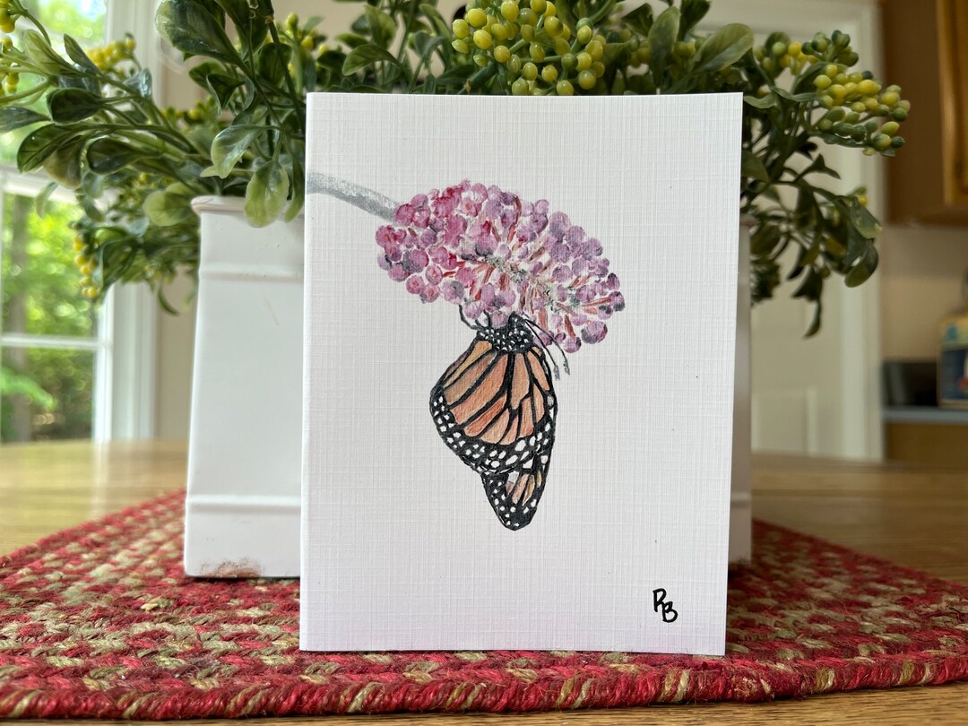 New Start- Monarch Butterfly Oil Print Blank Greeting Card - Etsy