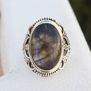 Boho Statement Ring - Labradorite Sterling Silver Ring - Hand Crafted Bohemian Ring-Bohemian Ring - Labradorite  - Rings -Gift for