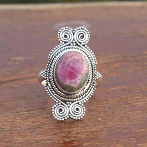Rubin Fuchsit Sterling Silber Ring - Handgefertigtes Boho Statement