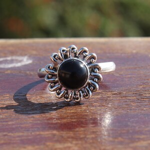 Boho Statement Ring -Black Onyx Stone  Sterling Silver Ring - Hand Crafted Bohemian Ring - Bohemia Black Onyx stone Ring - Rings - Gift for