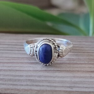 Boho Lapis Lazuli Ring - 925 Sterling Silver Bohemian Ring