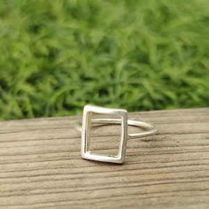 Square Stacking sterling silver Band , handmade silver Band , stacking silver ring , charm silver ring , handcrafted boho ring