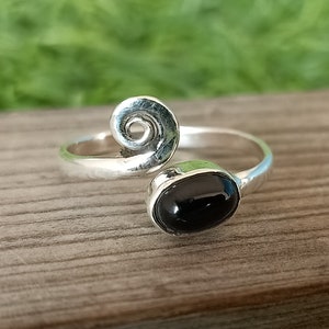 Black Onyx Ring: Sterling Silver Boho Statement Ring