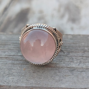 summer gift tag summer minimalist Rose Quartz Sterling Silver Ring - personalized gifts wedding summer pic- Rose Quartz - Rings -Gift for