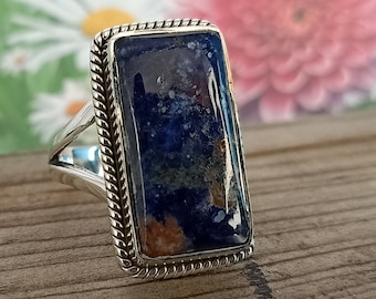 Boho Statement Ring - Sodalite Gemstone Sterling Silver Ring - Hand Crafted Bohemian Ring - Bohemian Ring - Sodalite  Ring  Rings - Gift for