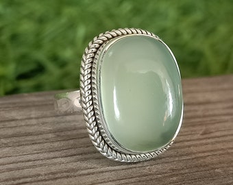 Prenite Chalcydony  Ring -925 Sterling Silver Ring - Hand Crafted Bohemian Ring- Prenite Chalcydony Ring- Rings - Gifts for her -Gifts