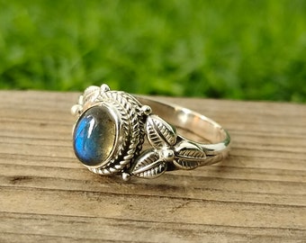 Bague En Argent 925 Avec Labradorite - Taille 60 (US 9,5) - Neuf Sans Emballage