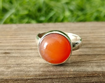Boho Statement Ring - Orange Calcy Sterling Silver Ring - Hand Crafted Bohemian Ring-Bohemian Ring - Orange Calcy   - Rings - Gift for her