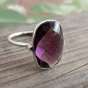 Boho Statement Ring - amethyst Sterling Silver Ring - Hand Crafted Bohemian Ring-Bohemian Ring - amethyst Natural Stone - Rings, amethyst