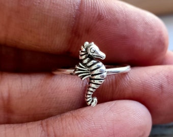 Sea horse sterling silver ring , handmade silver ring , stacking silver ring , charm silver ring , handcrafted boho ring , silver ring ,ring