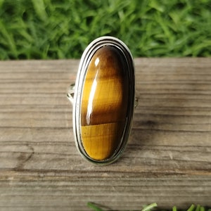 Tiger Eye Sterling Silver Ring - Handcrafted Boho Ring