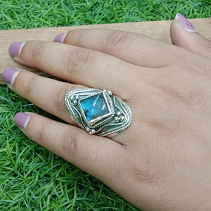 Labradorite Sterling silver ring- 925 sterling silver-Beautiful Blue Ring - Labradorite Ring - Labradorite Gemstone Silver Jewelry Gift