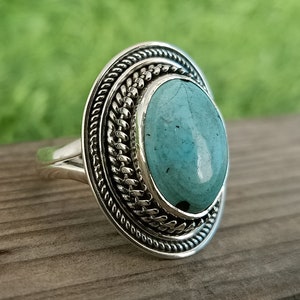 composite Turquoise  Gemstone Boho  Ring - 925 Sterling Silver Ring - Turquoise  Ring - Bohemian Ring - Turquoise ring- Rings - Gift for