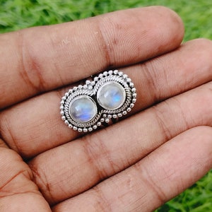 Moonstone Silver ring- statement ring - 925 sterling silver ring - dual stone ring  - wedding Rings - silver rings- gifts