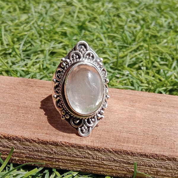 Rose Quartz Boho Ring - Rose Quartz Sterling Silver Ring - Hand Crafted Bohemian Ring - Rose Quartz - free shipping ring- Best Seller item