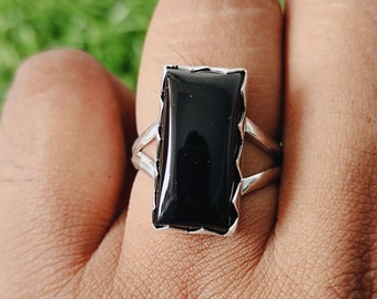 Black onyx ring -Handmade silver ring - Silver ring - Boho ring - Silver jewelry - Boho Jewelry- Silver Jewelry-Gift Item - Freeship- Rings