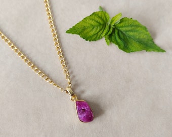 Raw stone ruby Pendant - Handmade pendant - 925 silver pendant - Ruby pendant - Boho Silver pendant - Gold plated ruby pendant - pendants