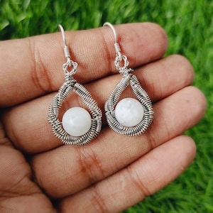 Rainbow Moonstone Earring - 925 Sterling Silver Handmade Earring - Moonstone Round Shape Silver Earrings - Boho Earrings - Gift for Her