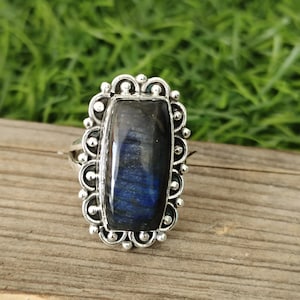 Labradorite silver gemstone ring , Silver boho rings , Handmade silver rings , 925 silver ring,Labradorite silver rings ,birthday gift ring