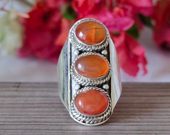 Beautiful Carnelian Boho Ring - 925 Sterling Silver Ring -Carnelian  Bohemian Ring -Silver Ring -Statment Ring - Rings - Gift for her,