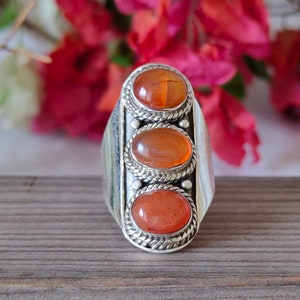 Beautiful Carnelian Boho Ring - 925 Sterling Silver Ring -Carnelian  Bohemian Ring -Silver Ring -Statment Ring - Rings - Gift for her,