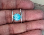 Natural Larimar top quality Stone ring - Cabochon ring - 925 sterling silver ring - larimar ring - wedding Rings - silver rings- gifts