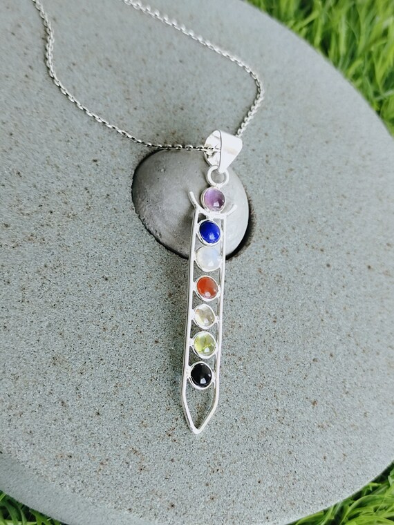 Collana In Argento Sterling 925 Naturale Con 7 Chakra - Foto 13