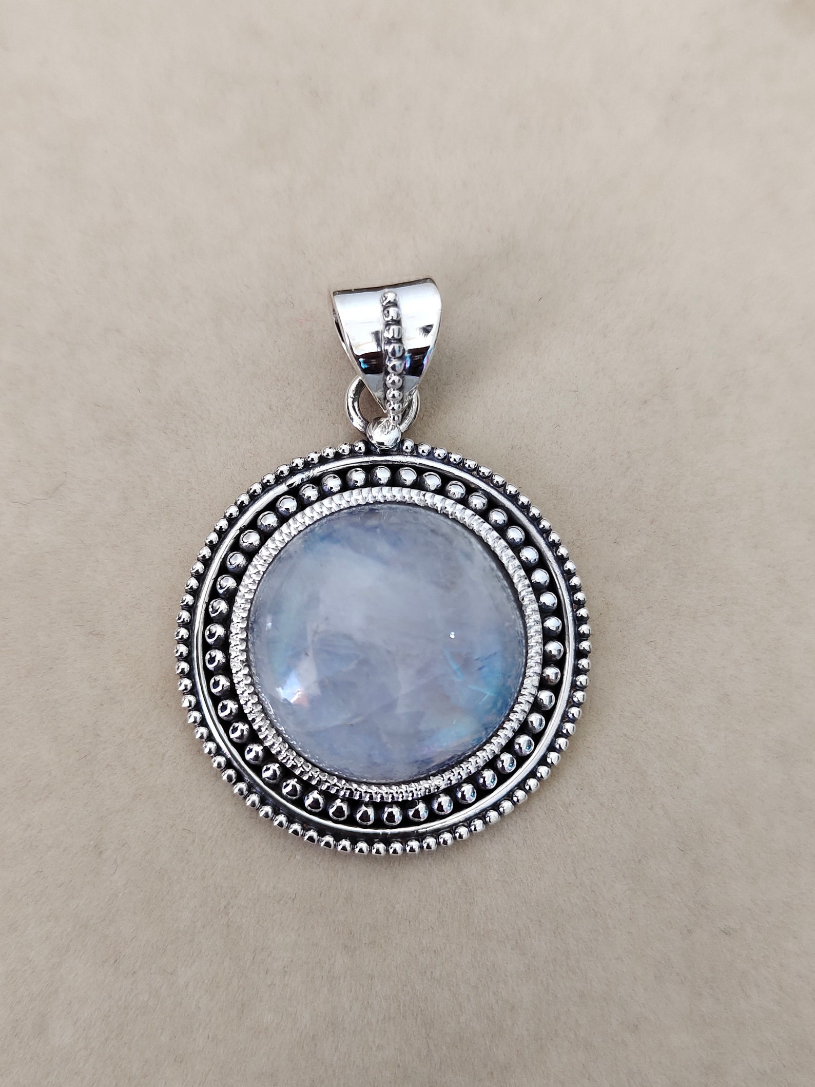 Wholesale Lot Of 5 Rainbow Moonstone Pendants – 925 Silver Plated, Vintage Style Charm Necklaces