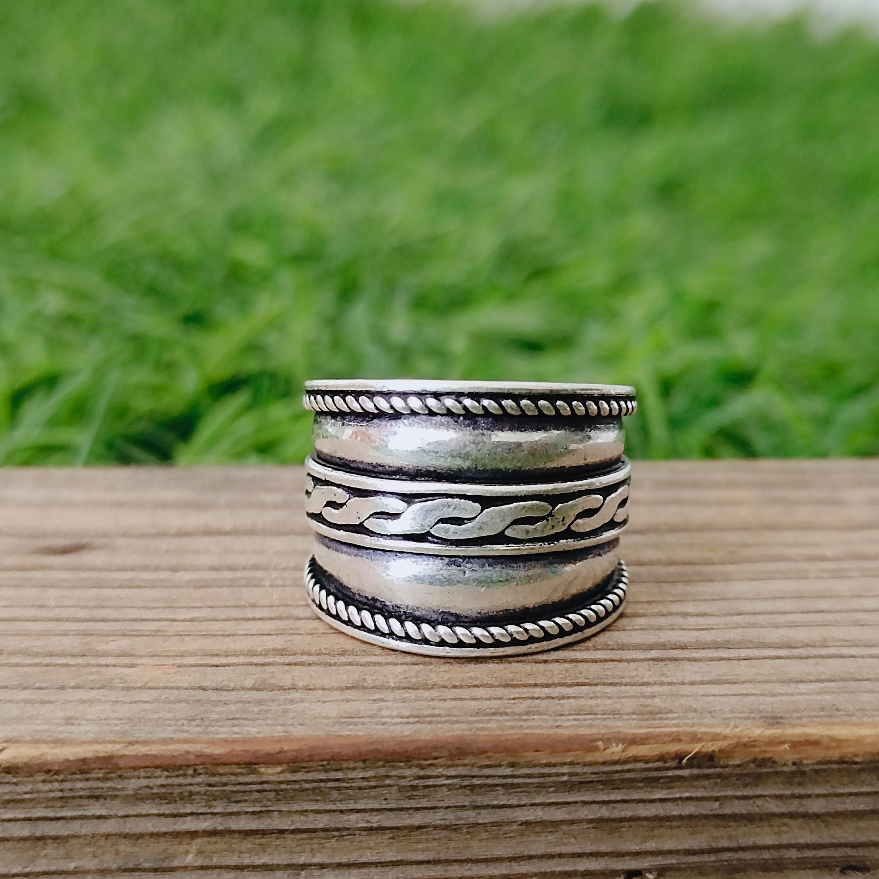 Sterling Silver Spinner Band Ring: Boho Thumb Ring - Etsy