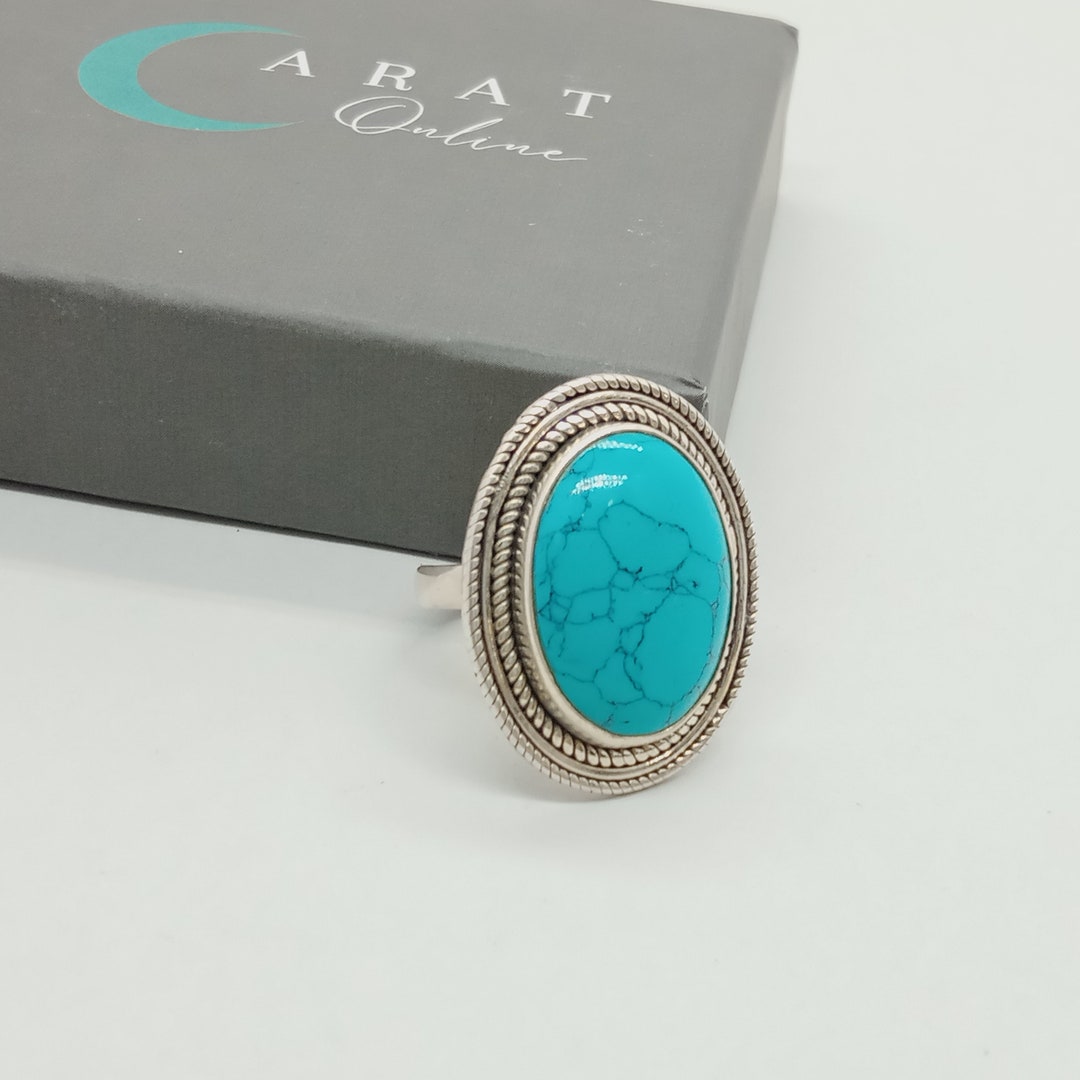 Boho Statement Ring - Turquoise Sterling Silver Ring - Hand Crafted ...