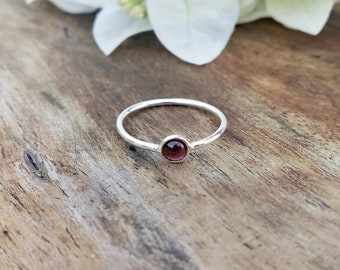 Boho Statement Ring - Garnet Sterling Silver Ring - Hand Crafted Bohemian Ring-Bohemian Ring - Garnet Rings -Gift for