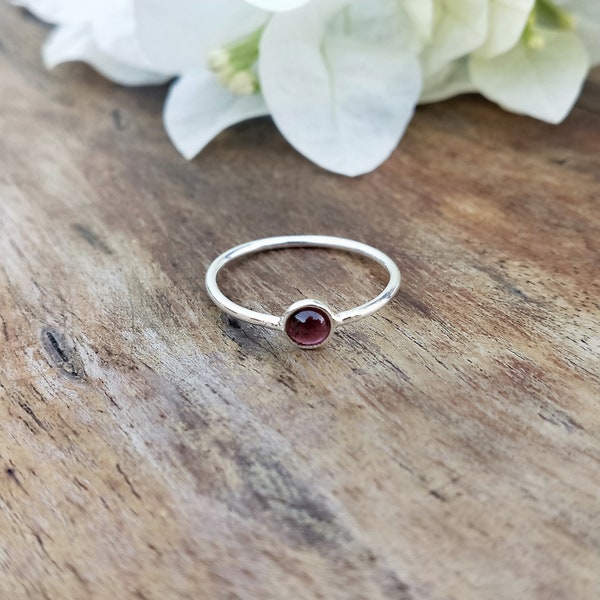 Boho Statement Ring - Garnet Sterling Silver Ring - Hand Crafted Bohemian Ring-Bohemian Ring - Garnet Rings -Gift for