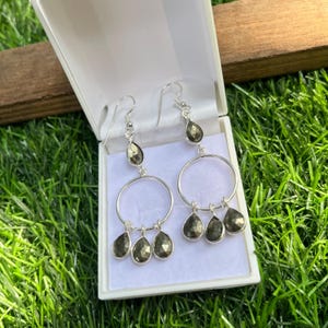 Pyrite 925 Sterling Silver Earrings , Pyrite Earrings, Sparkly, Handmade Earring, Silver Earrings, Boho Earrings Gift for Her