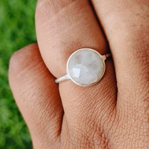 Moonstone Sterling Silver Ring: Handcrafted Boho Statement Jewelry- Handmade- Bohemian style - Gift for women - Handcrafted Jewelry