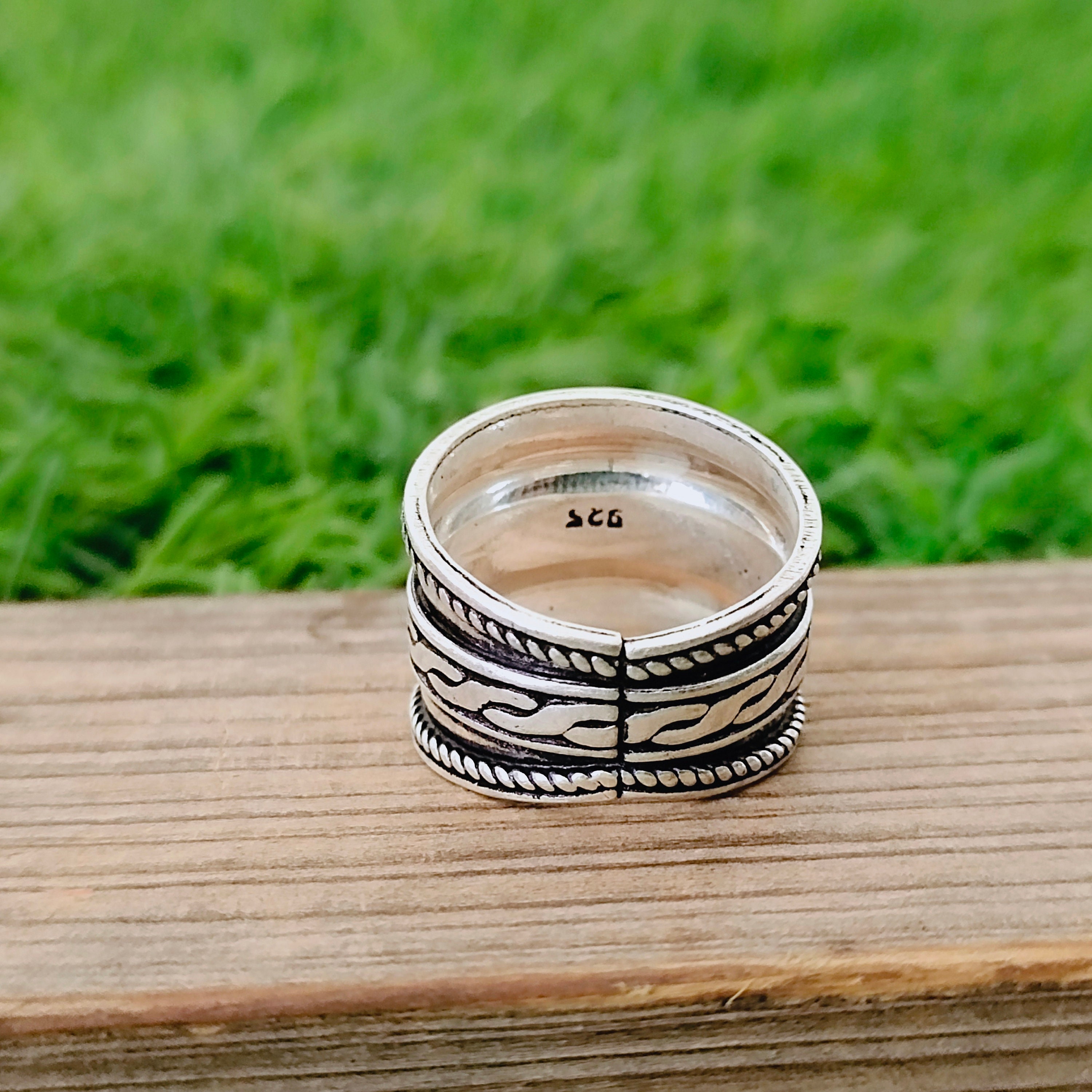 Sterling Silver Spinner Band Ring: Boho Thumb Ring - Etsy