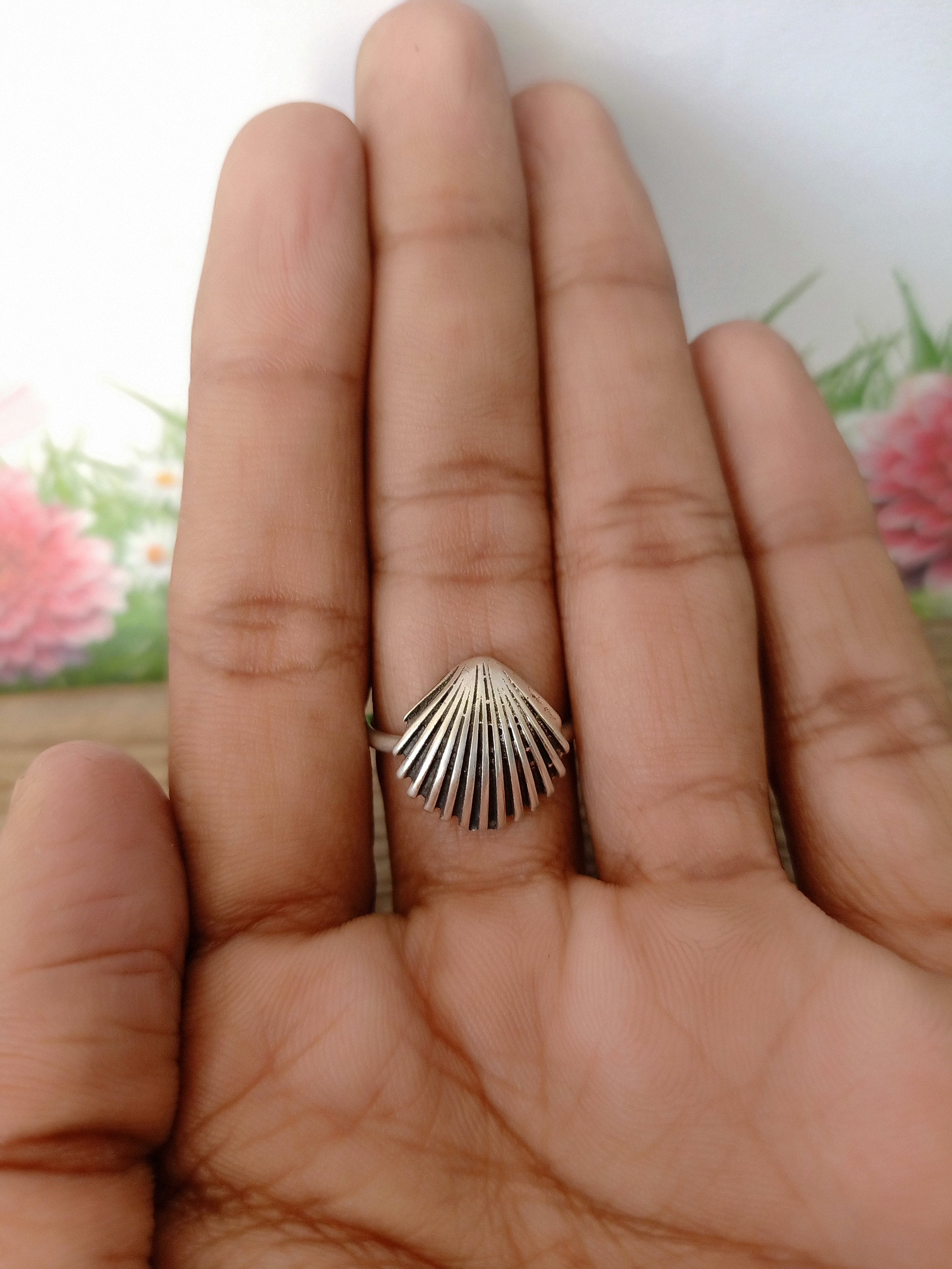 Bague Bohème Ajustable En Argent Sterling Avec Coquillage En Nacre - Style Plage - Superbe Et Unique