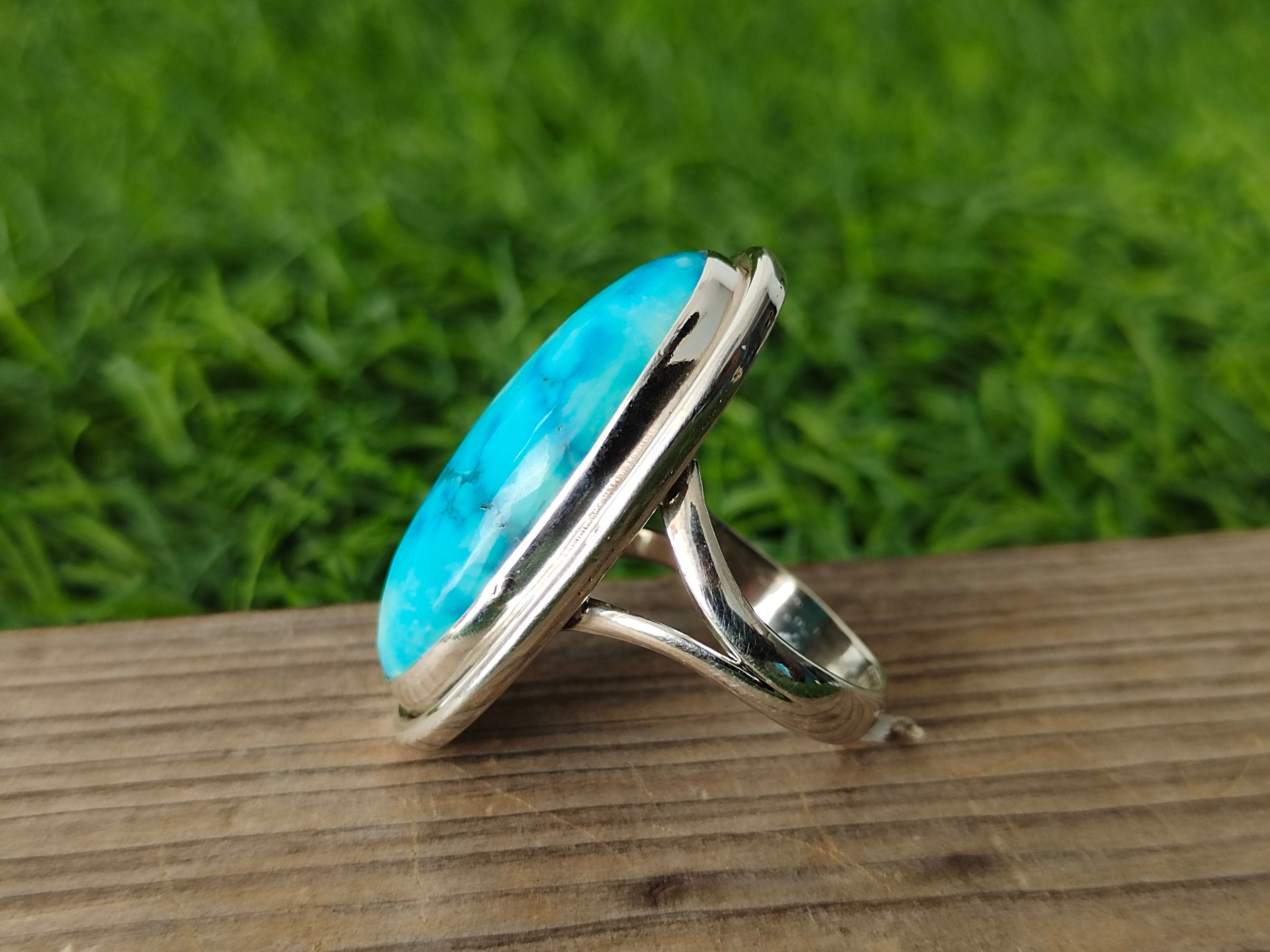 Turquoise Middle Finger Ring Handmade Silver Bohemian Ring Etsy