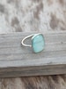 summer gift tags summer ring minimalist Boho Statement Ring -Aqua calcy Sterling Silver Ring  -Aqua chalcedony -Rings, minimalist, gift 