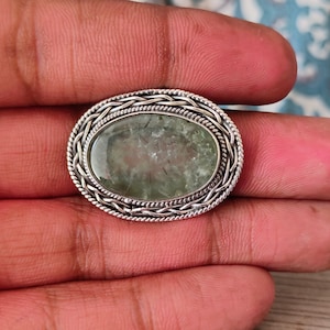Green Rutile Quartz Sterling Silver Ring , 925 Silver gemstone ring , boho wedding ring , Silver rings , handmade ring , Gift for her