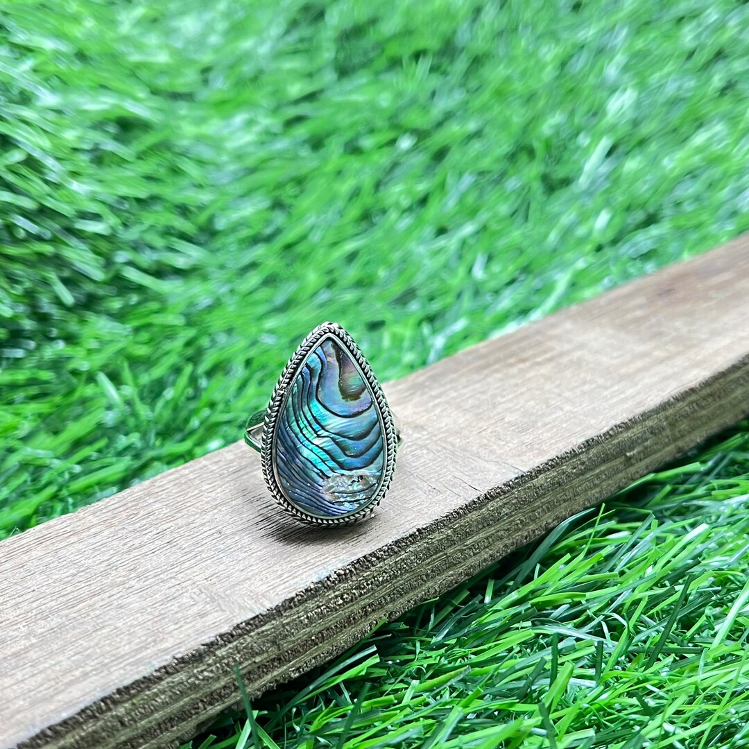 Abalone Shell Boho Ring coffin Shape Ring Sterling Silver Ring handmade ...