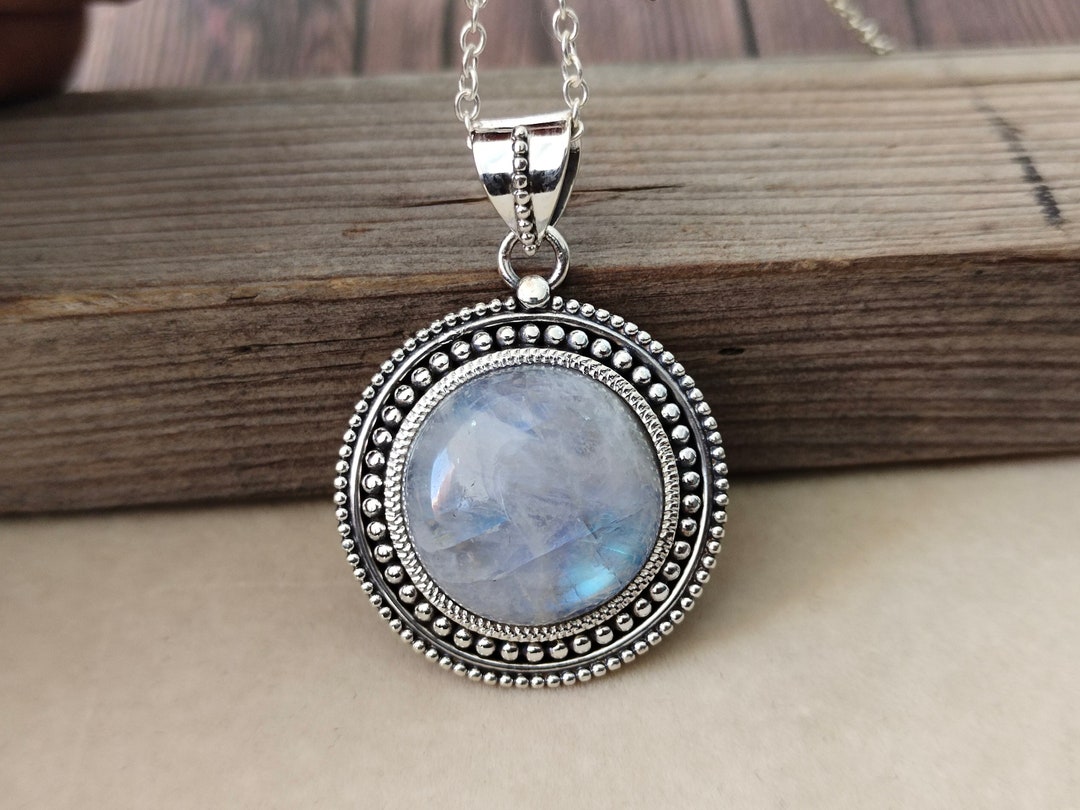 Rainbow Moonstone Pendant in Solid 925-sterling Silver - Etsy