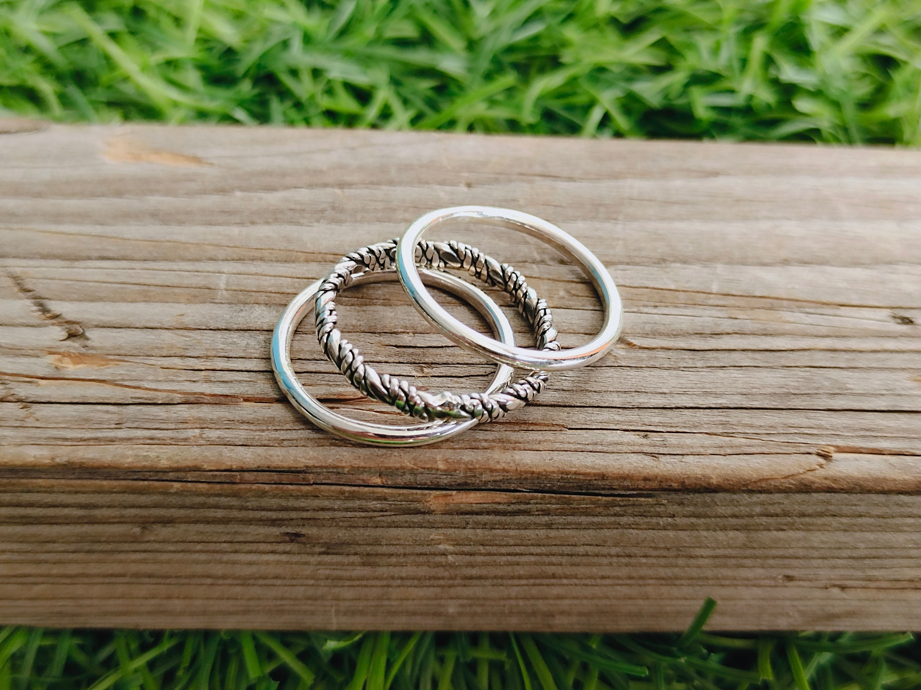 Simple Silver Band Ring Triple Silver band ring 925 stacking Etsy
