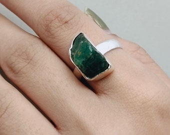 Green Hathipada stone Boho Ring | hathipada Sterling Silver Ring |Green Handmade Ring | Boho Ring | hathipada Ring | Boho Jewelry | Rawstone