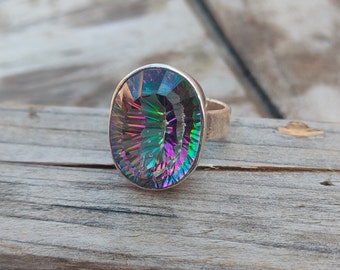 Mystic Quartz  Boho  Ring -Quartz Sterling Silver Ring - Hand Crafted Bohemian Ring-Bohemian Ring - Quartz - Rings -Gift for - bohemian