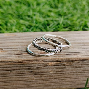 Simple Silver Band Ring, Triple Silver band ring, 925 stacking ring , silver band ring , statement ring ,  Set of three band ring - Triple